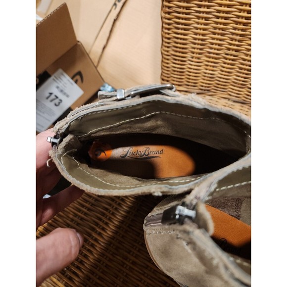 Lucky Brand Boots Womens 9.5 Leather Suede Booties Emmerlee Country Western 2.5" - Picture 10 of 12